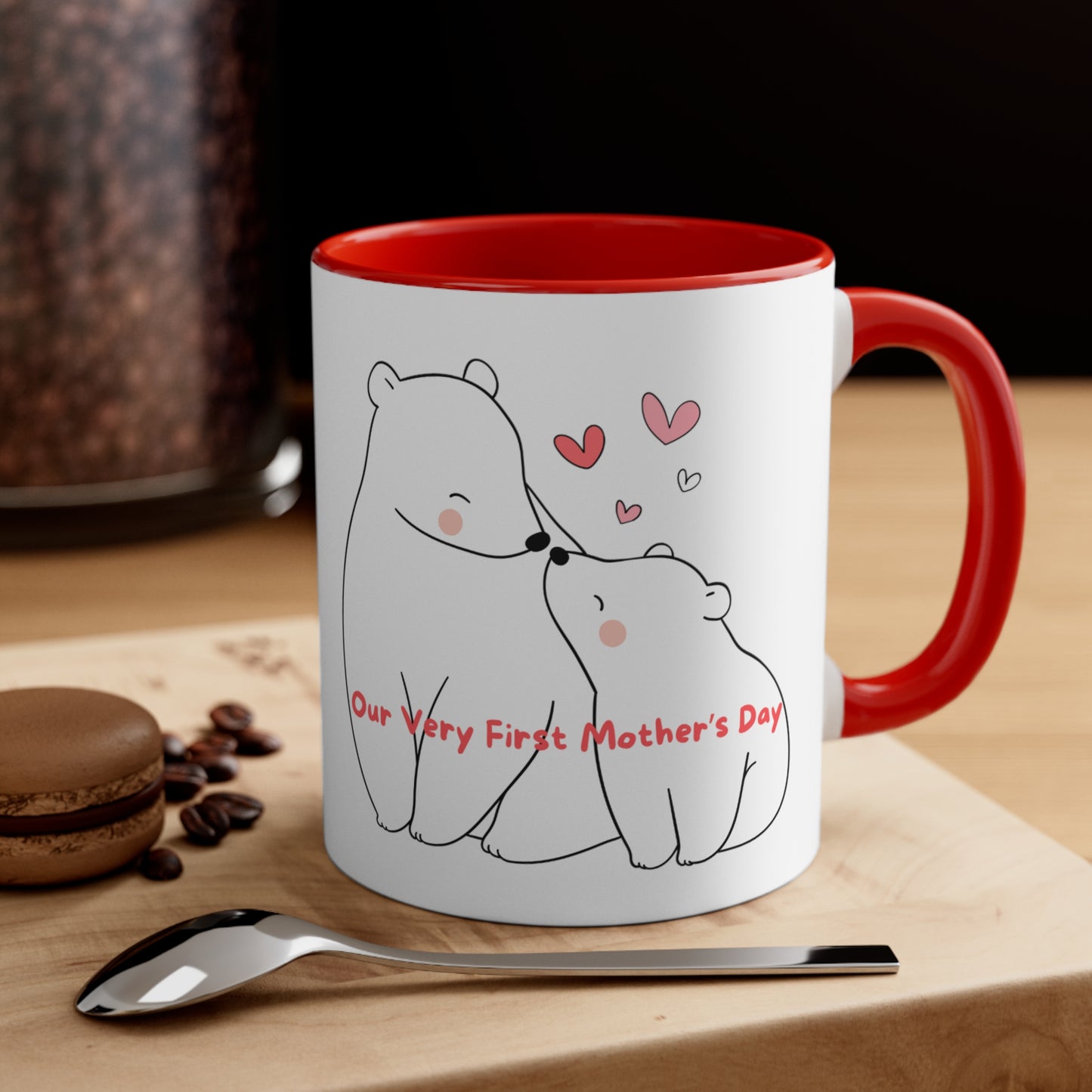 Happy Mother's Day/ Bear Accent Coffee Mug, 11oz