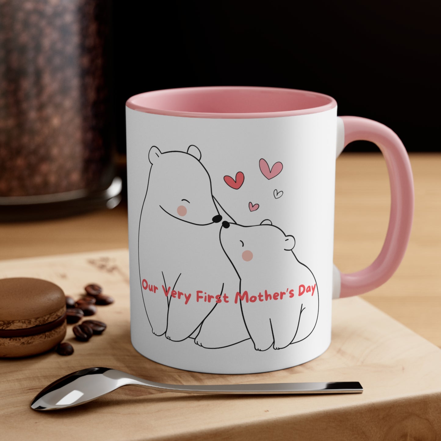 Happy Mother's Day/ Bear Accent Coffee Mug, 11oz
