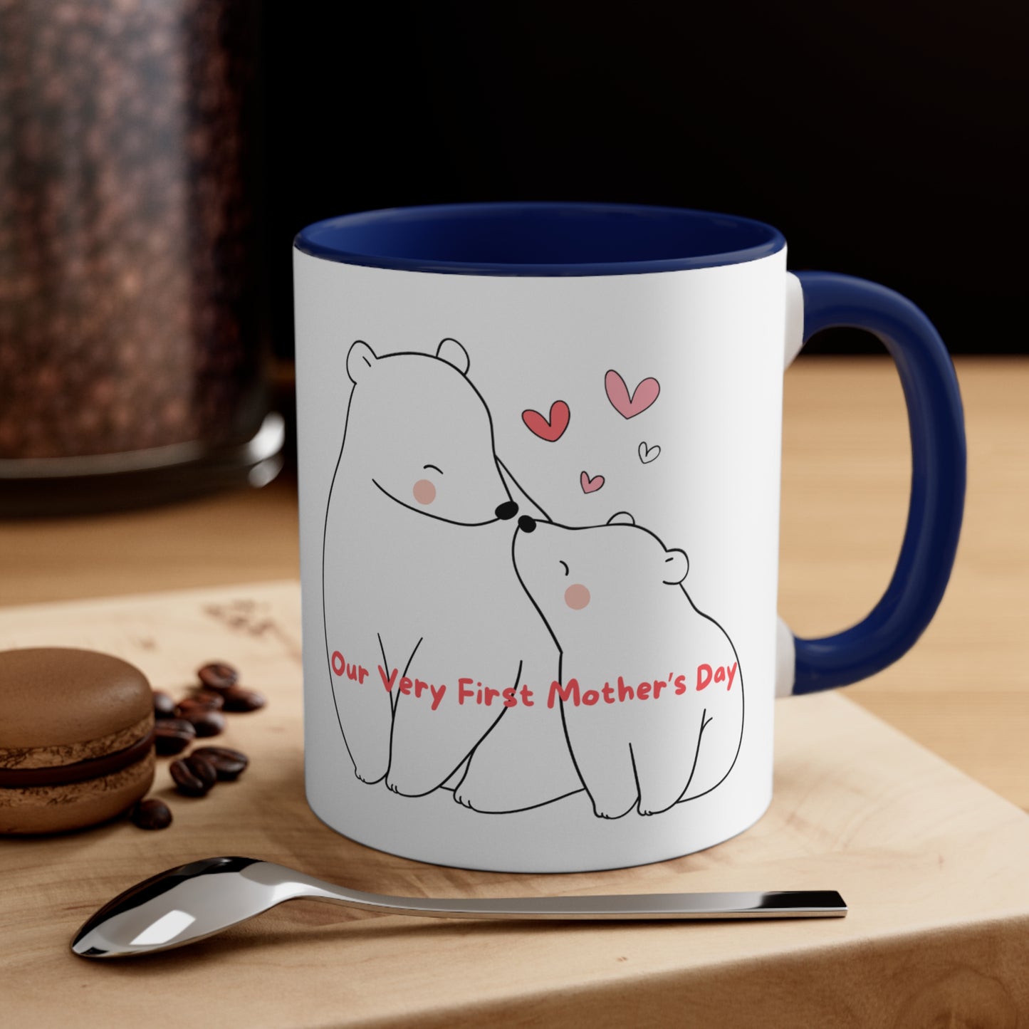 Happy Mother's Day/ Bear Accent Coffee Mug, 11oz