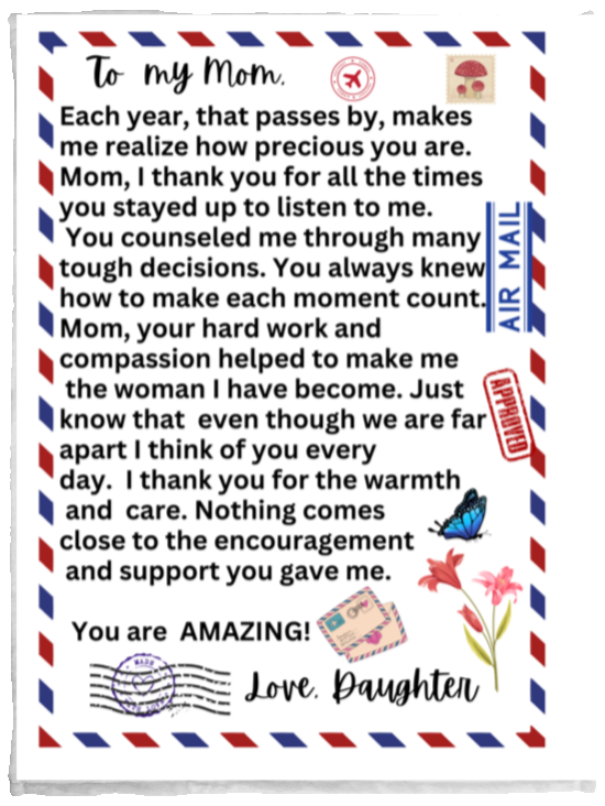 Postcard To Mom Blanket/ Mother's Day Gift