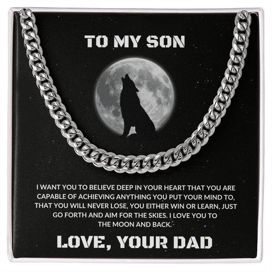 To My Son | I Love You To The Moon & Back -- Cuban Link Chain