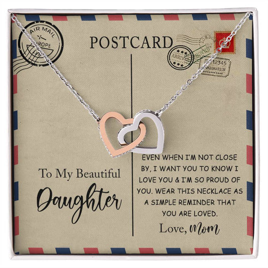 To My Beautiful Daughter (postcard) | Interlocking Hearts necklace